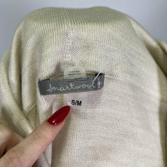 SmartWool Nokoni Poncho Sweater Cowl Neck S/M Cream Gray Metallic Wool Blend - Picture 9 of 10